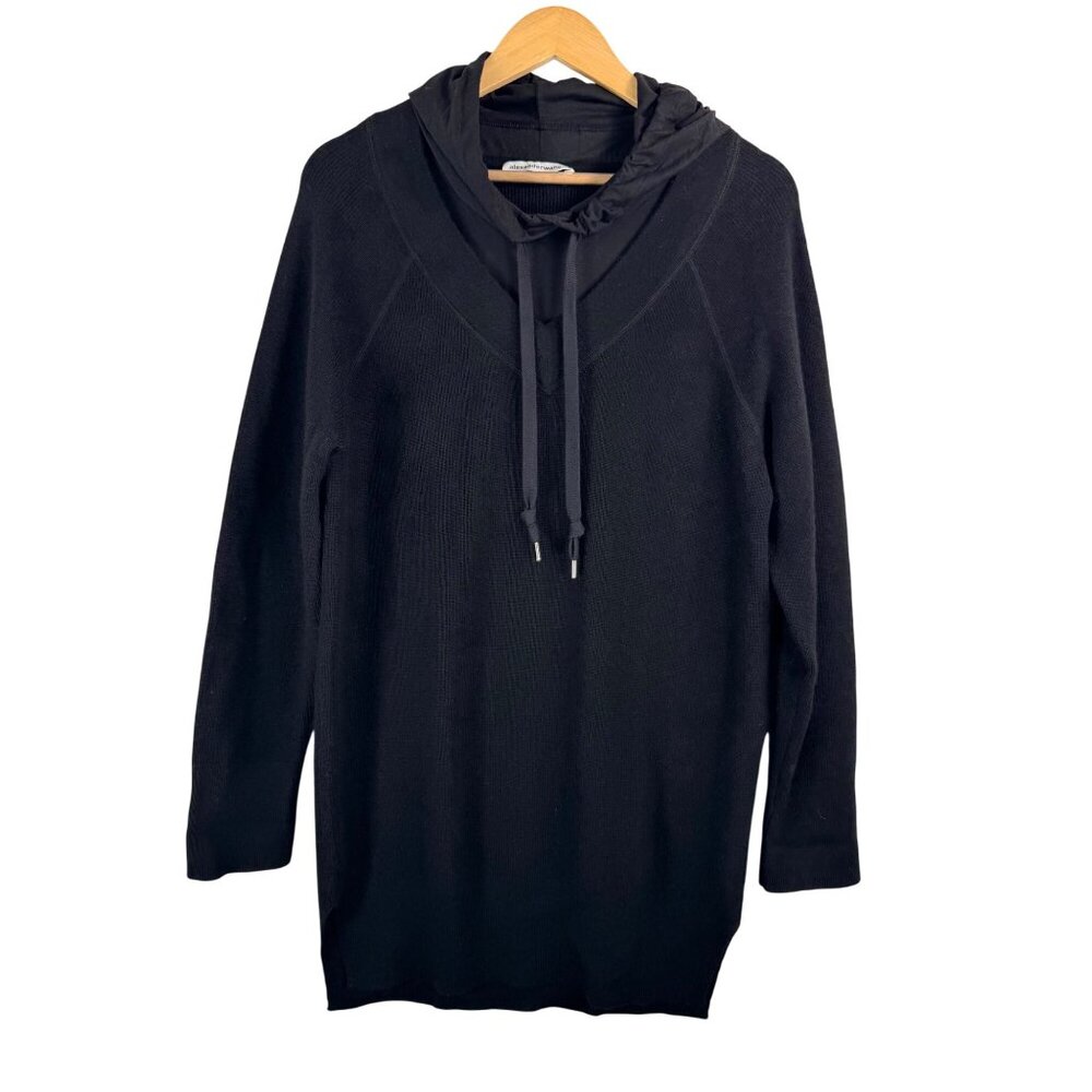 Alexander Wang Wool hooded knit sweater black preppy chic‎ money sz XS